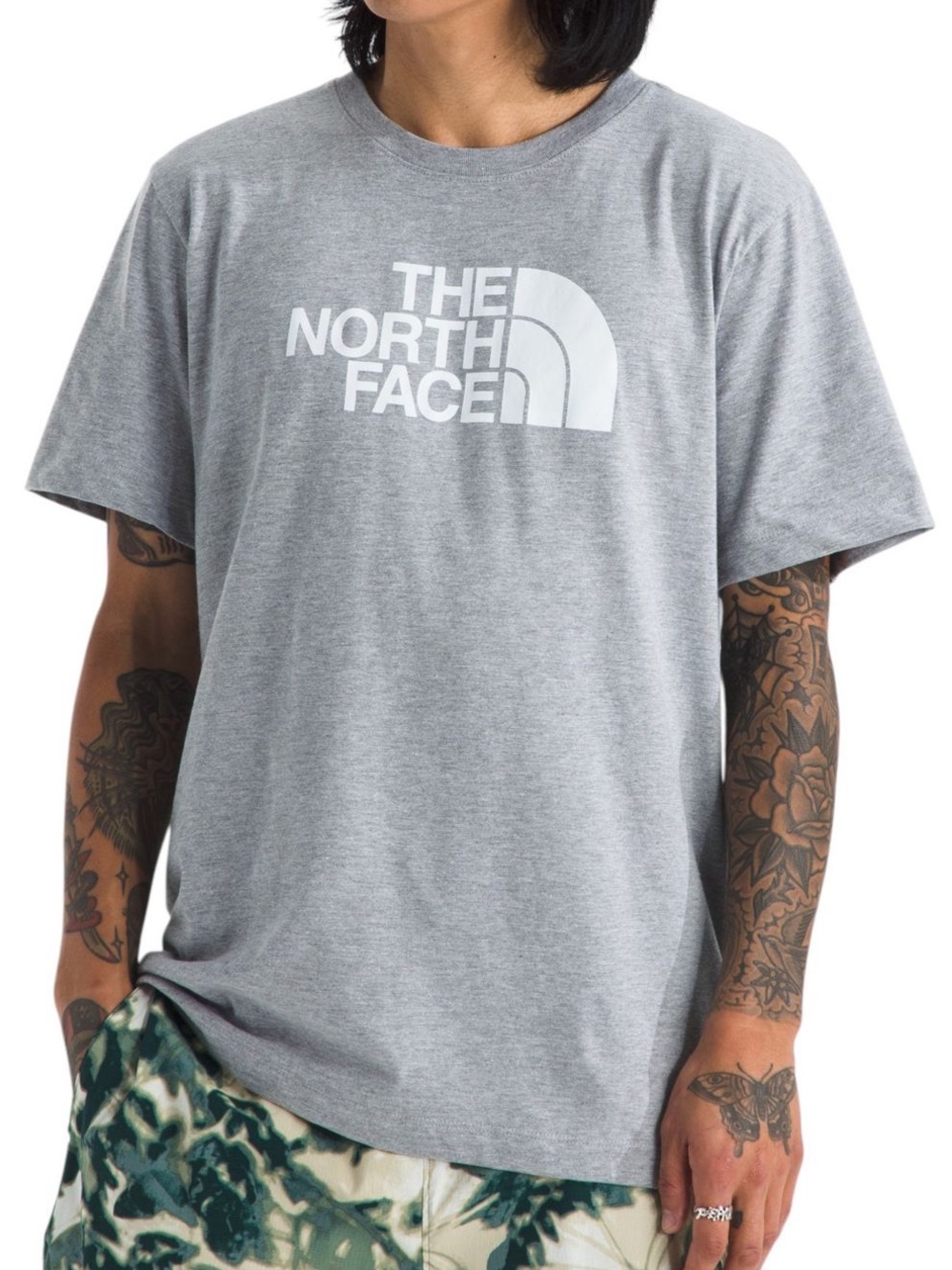 The North Face Light Gray Heather Logo Short Sleeve Tee